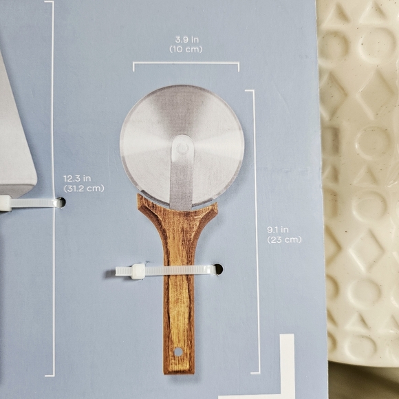 Stainless Steel Blade & Server 2 Piece Set Pizza Tools Acacia Wood Handles, NEW - Picture 8 of 9